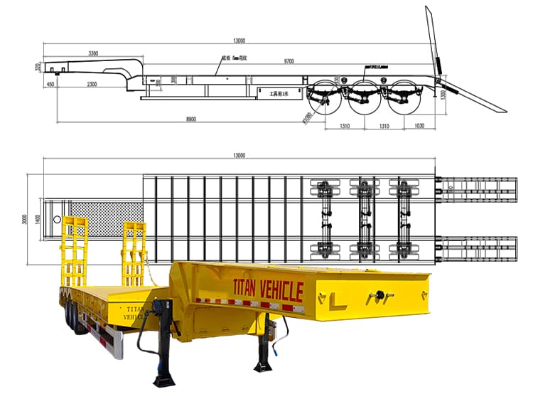 Dangote Trailer Price 40 Feet Low Bed Semi Trailer for Sale